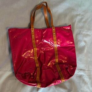 pink lined vinyl tote bag from Borders